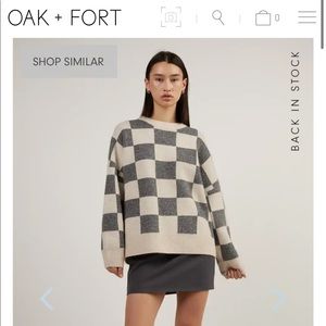 Oak and Fort Checked Crewneck Sweater size S